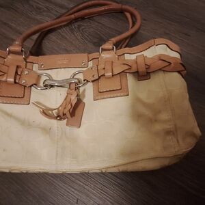 Coach Tan and Cream Shoulder Bag